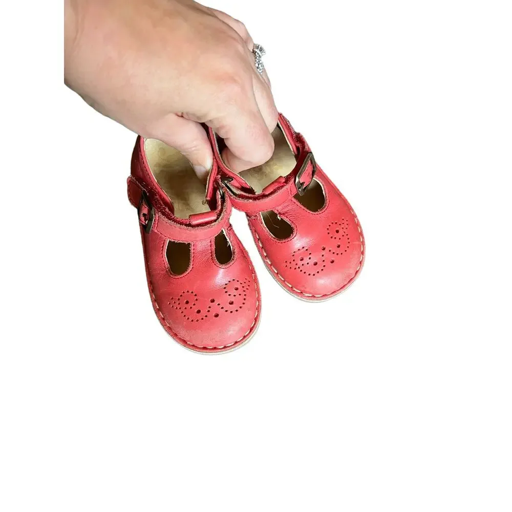Girls Red T-Strap Dress Shoes